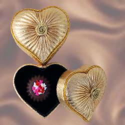 Gold Heart Box with Chocolate
